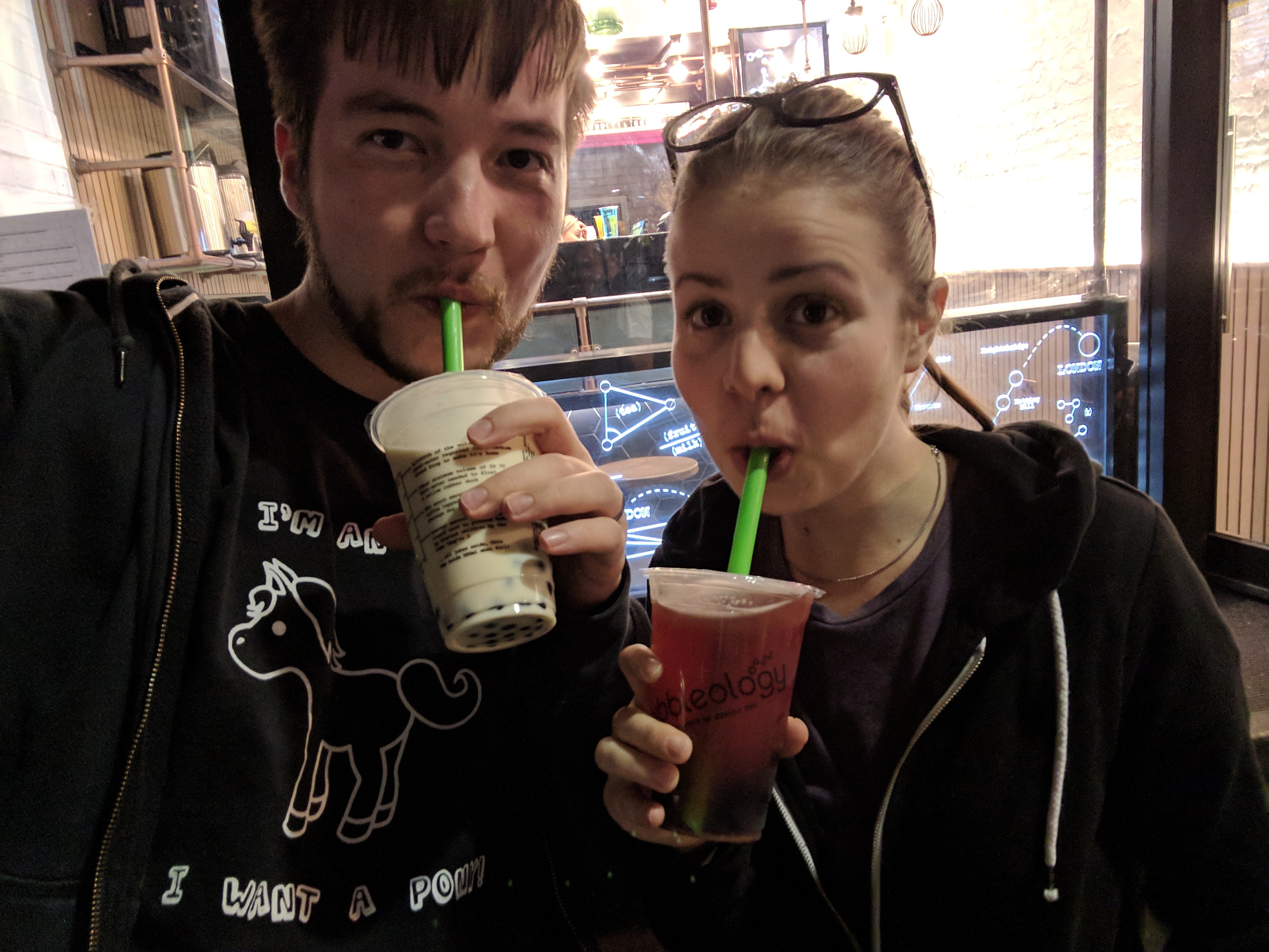 Us drinking bubble tea